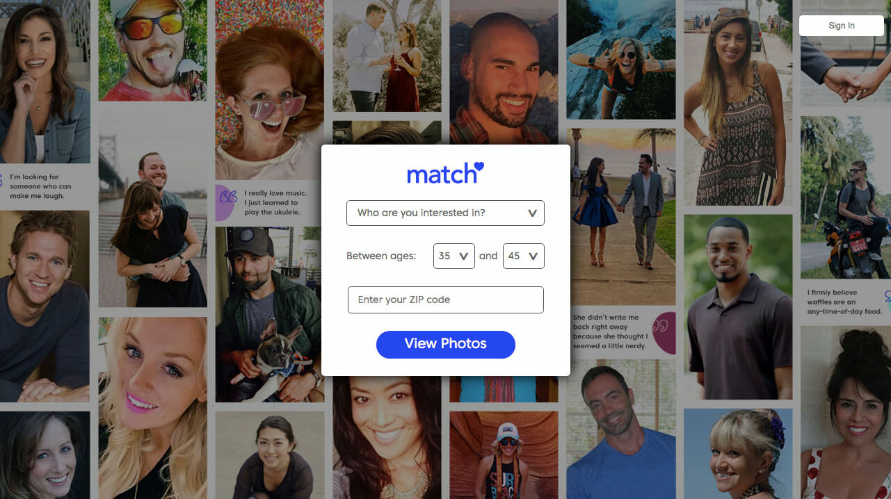 Match.com main page 