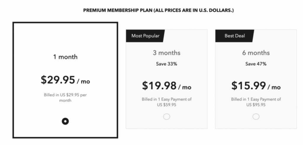 SeniorMatch Pricing