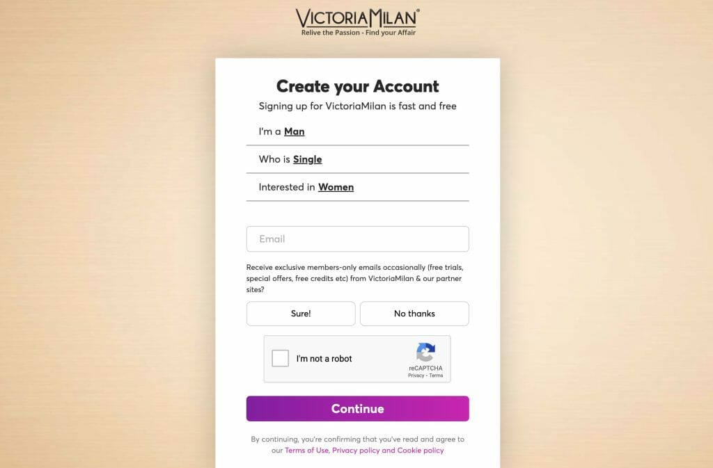 VictoriaMilan create account